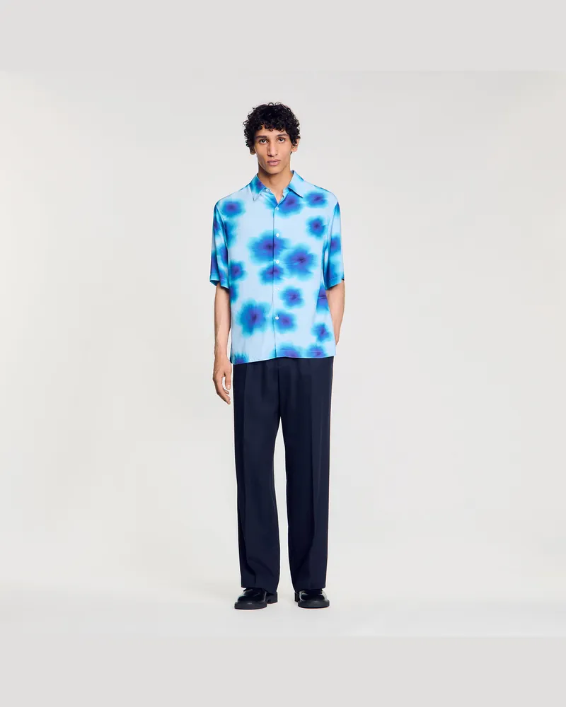 Sandro Hemd mit Blumenprint Himmel