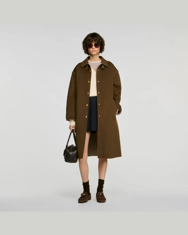Sandro Mantel aus Doubleface-Wolle Khaki