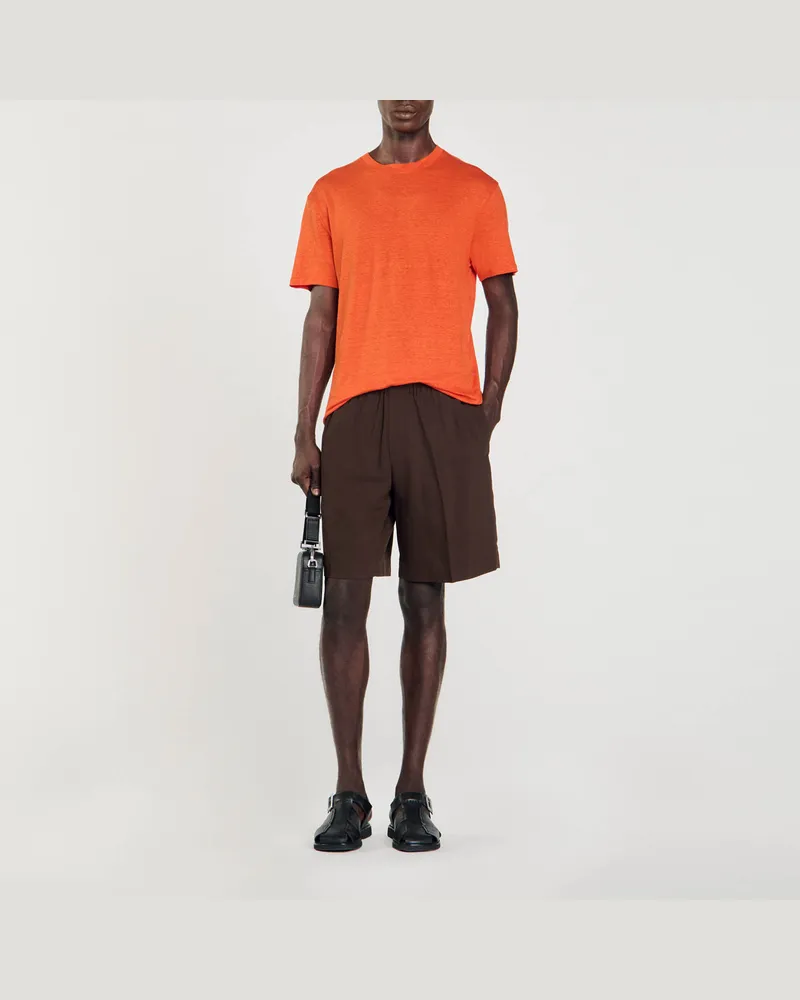 Sandro T-Shirt aus zertifiziertem Leinen Terracota