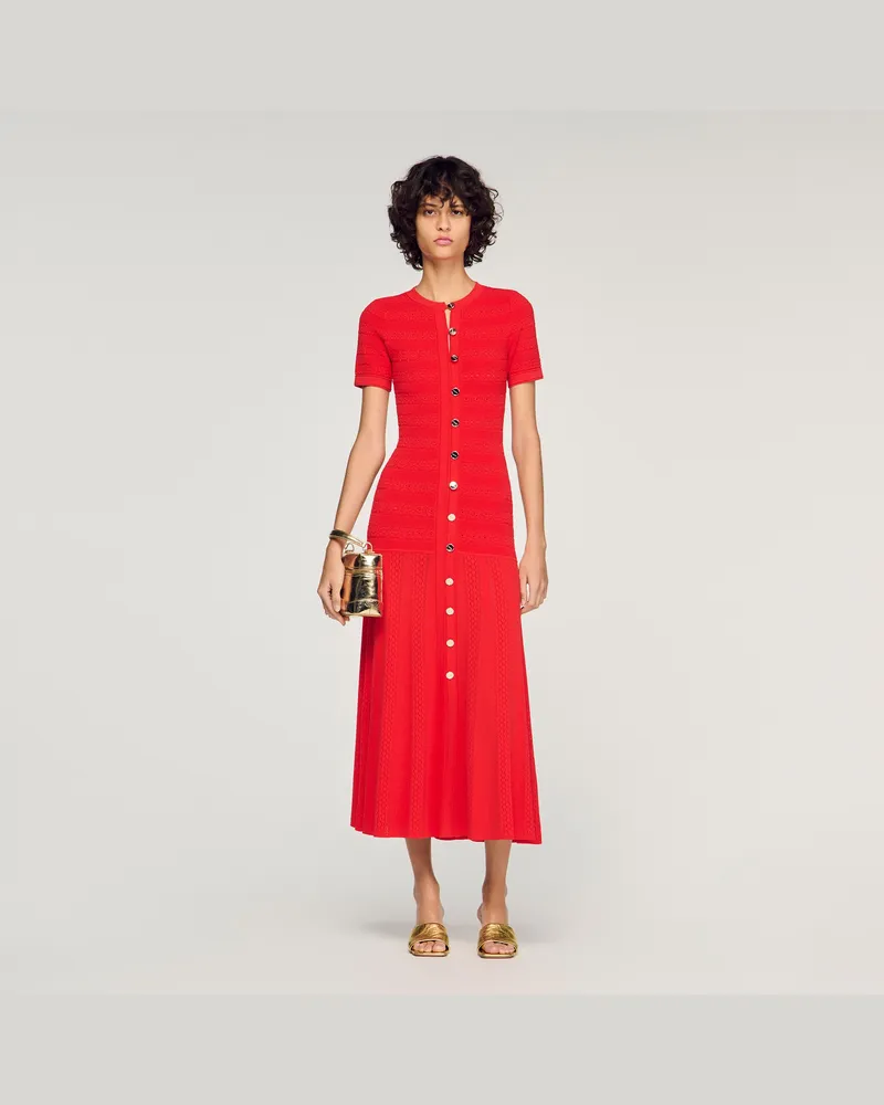 Sandro Langes Strickkleid Rot