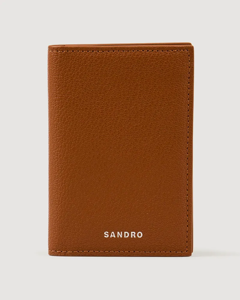 Sandro Kartenhalter aus genarbtem Leder Cognac.