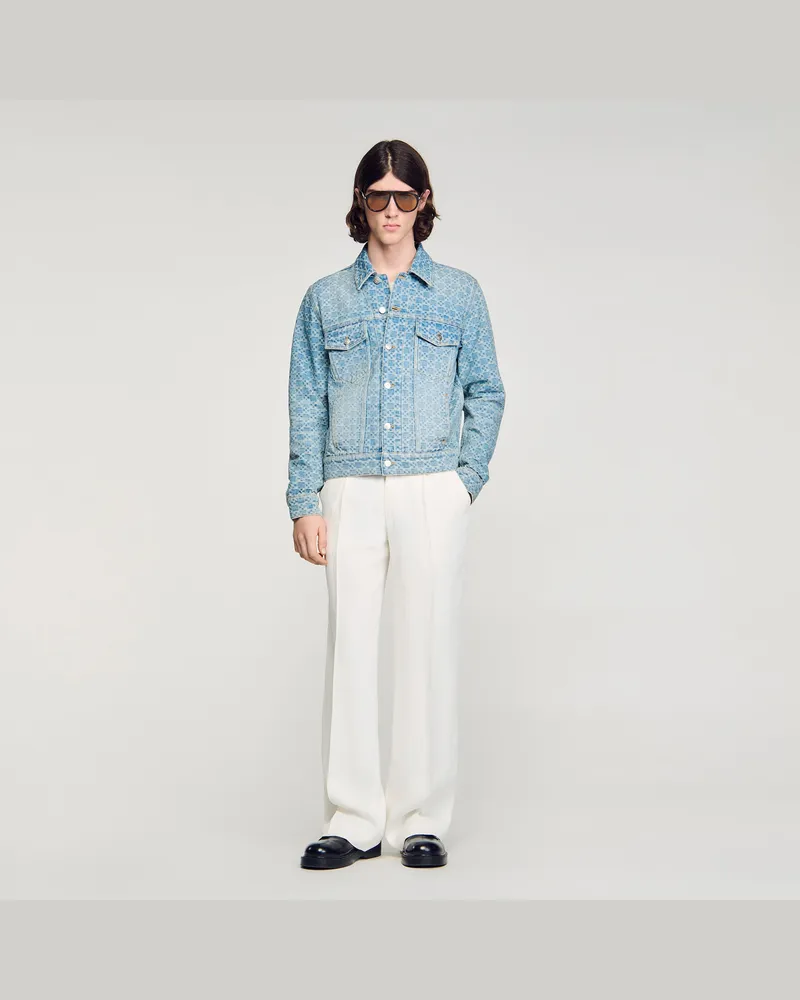 Sandro Denim-Blouson Square Cross Himmel-blau