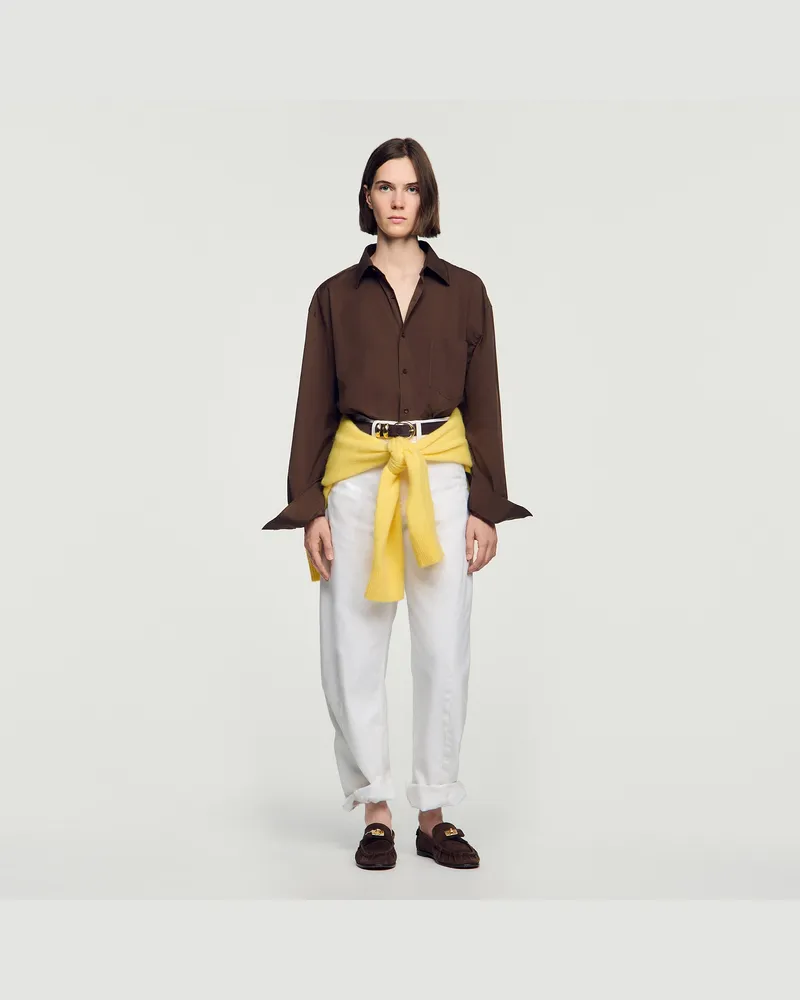 Sandro Oversize-Baumwollhemd Tabak