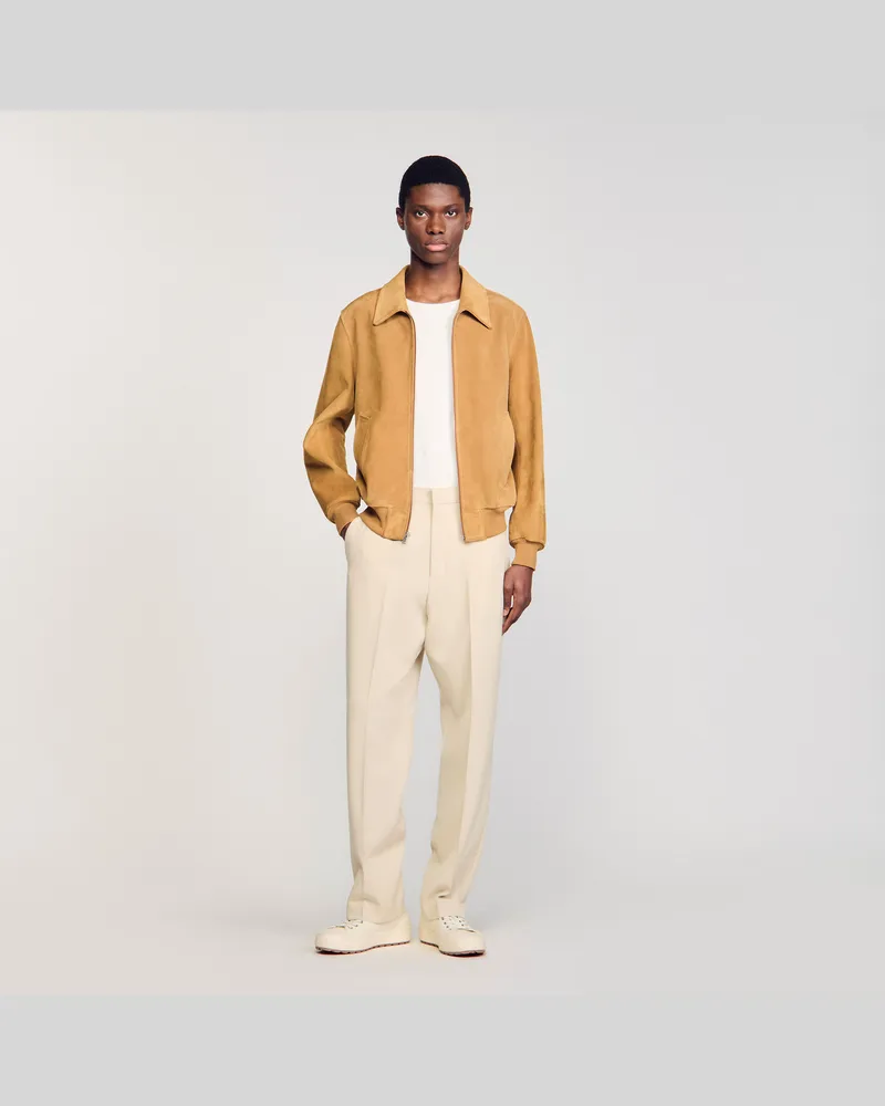 Sandro Blouson aus Spaltleder Kamel