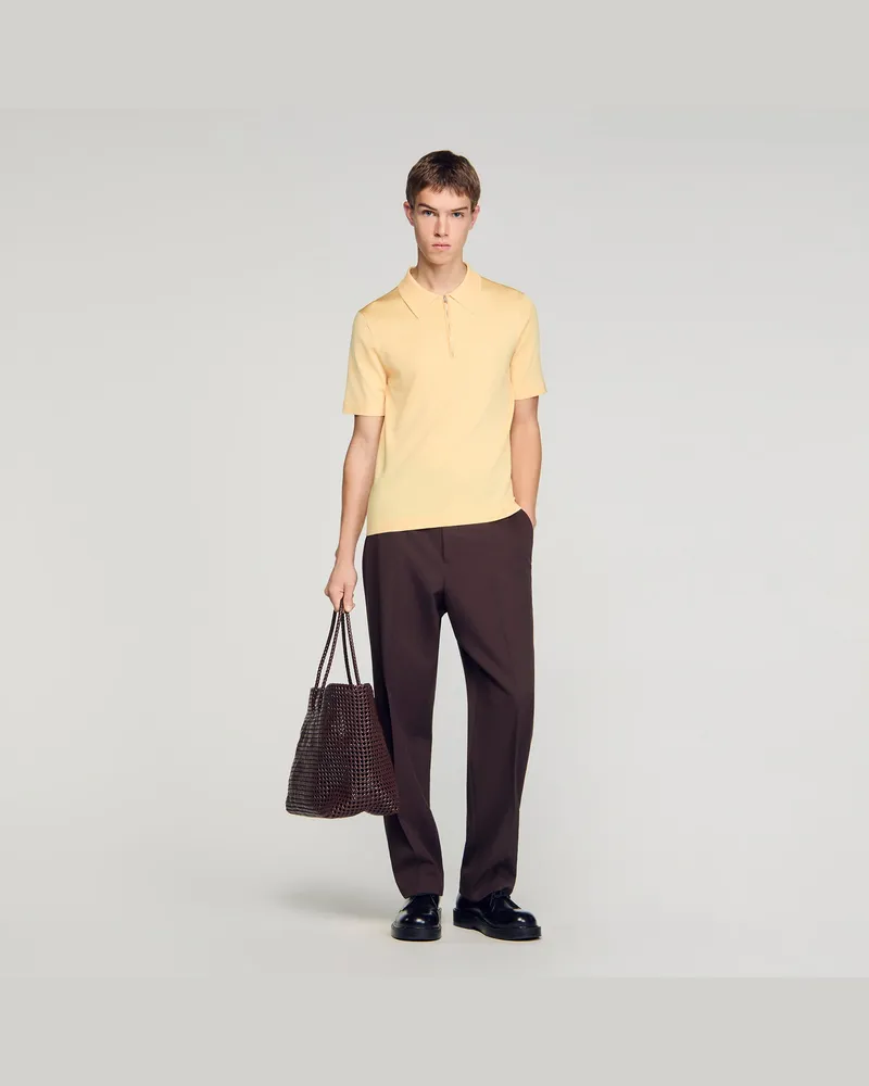 Sandro Poloshirt mit Reißverschlusskragen Blass-gelb