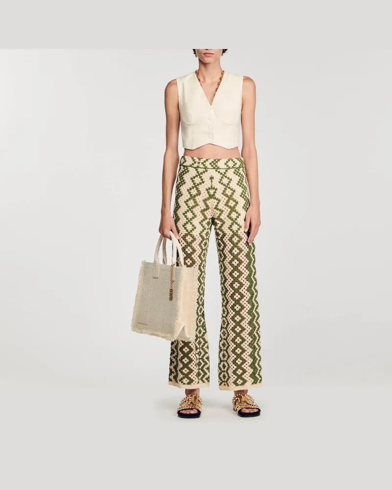 Sandro Hose aus Strick Ecru