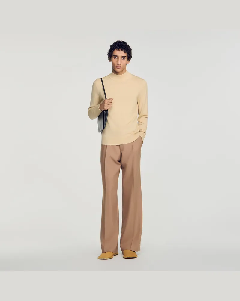Sandro Wollpullover mit Stehkragen Beige