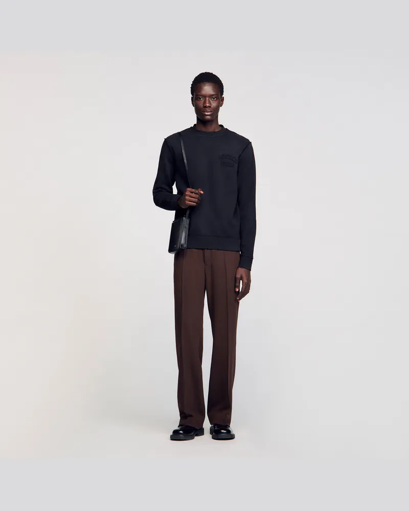 Sandro Sweatshirt mit Patch Schwarz