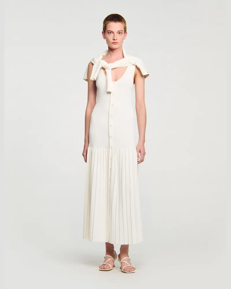 Sandro Langes Strickkleid Ecru