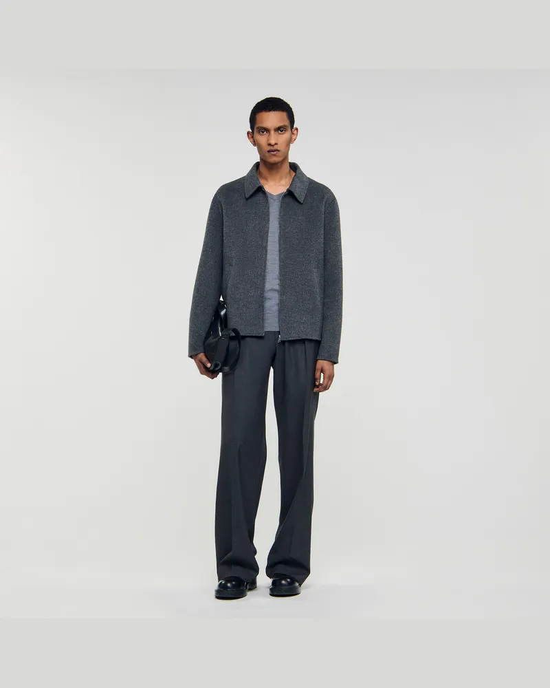 Sandro Blouson aus Doubleface-Wolle Dunkel-grau