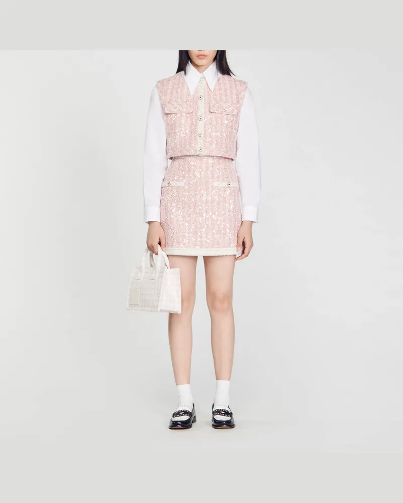 Sandro Kurzer Tweed-Rock Rosa