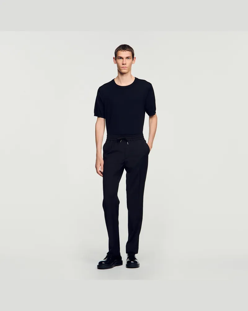 Sandro Elastische Hose mit geradem Schnitt Schwarz