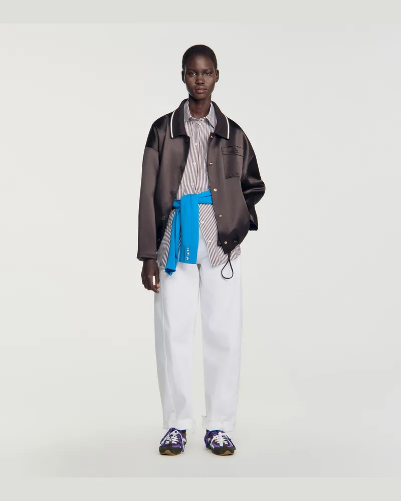 Sandro Satinblouson mit Polokragen Braun