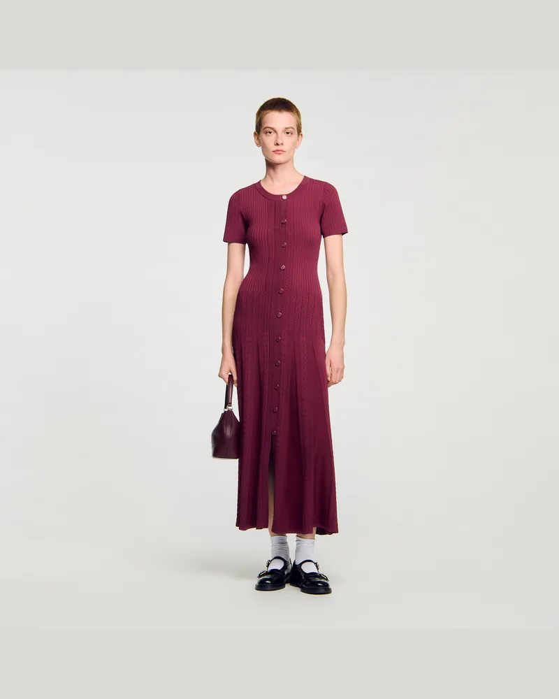 Sandro Langes Strickkleid Bordeaux