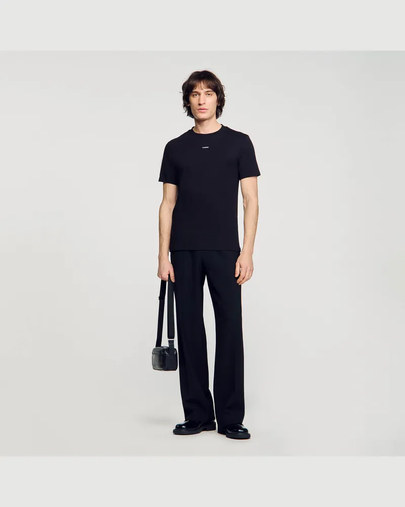 Sandro Kurzärmeliges T-Shirt Schwarz
