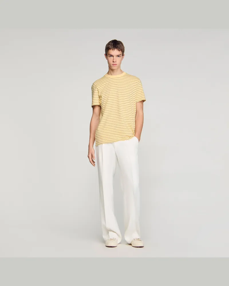 Sandro Gestreiftes T-Shirt Gelb