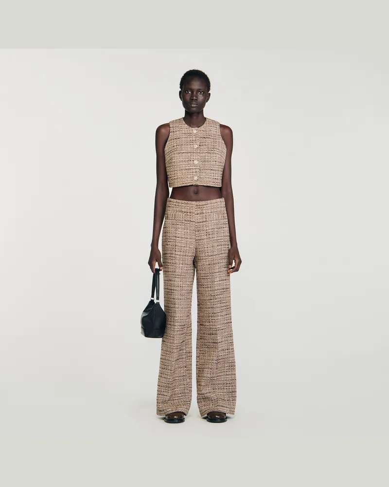 Sandro Hose aus dekorativem Tweed Braun