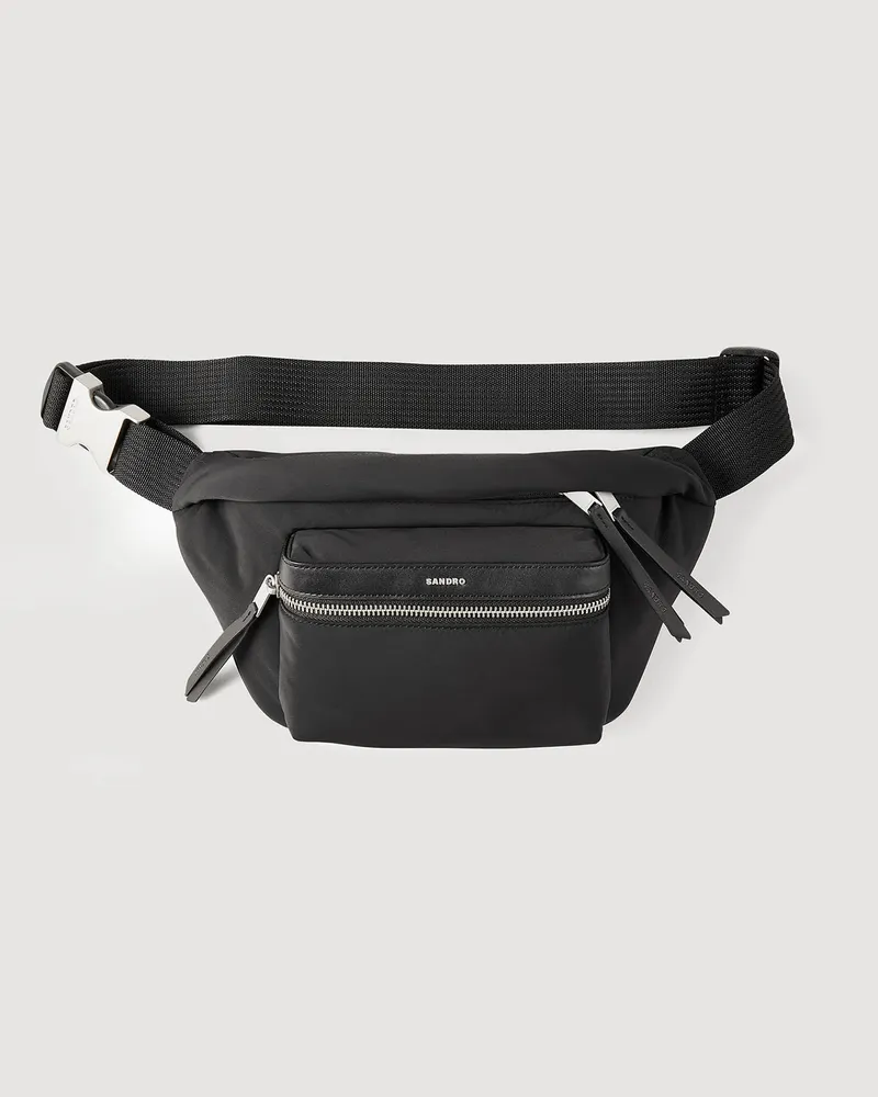 Sandro Gürteltasche aus Canvas und Leder Schwarz