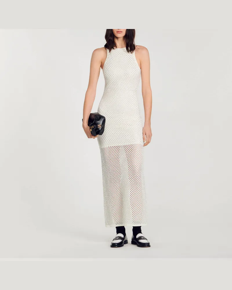 Sandro Langes Strickkleid Ecru