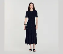 Langes Strickkleid mit Volants