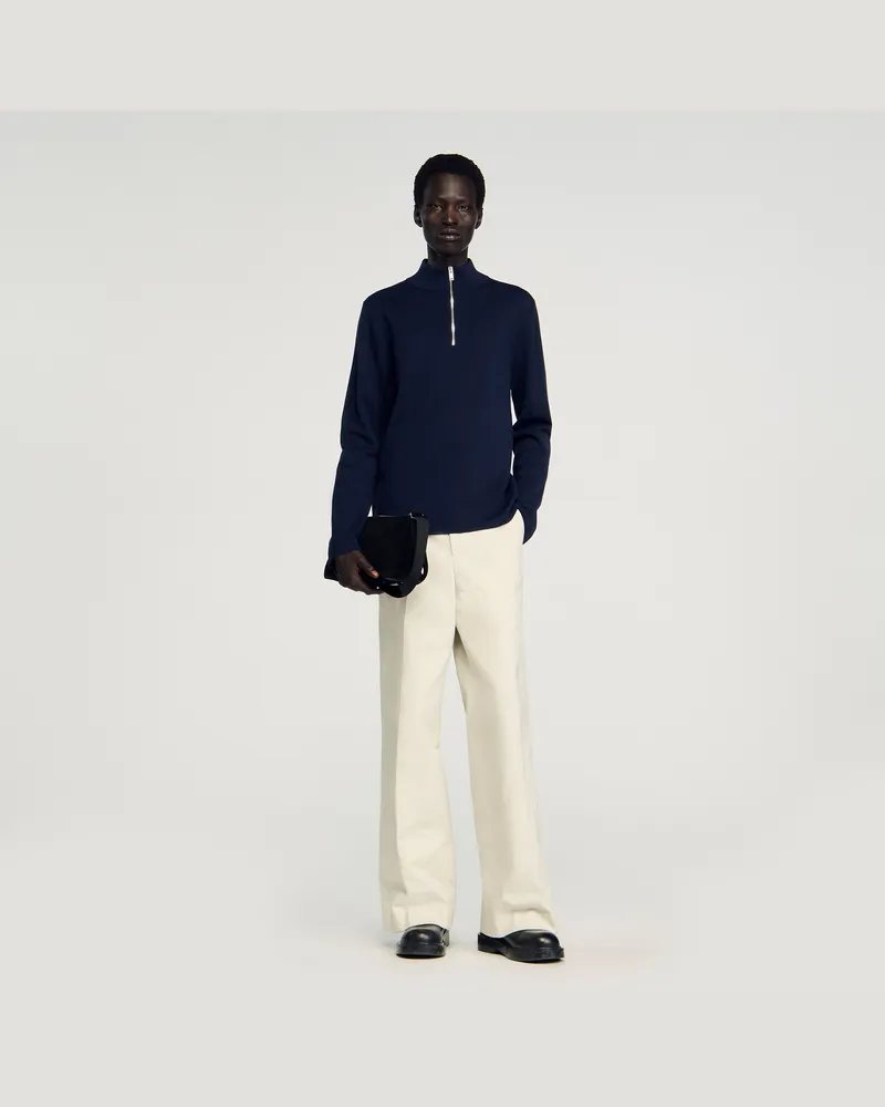 Sandro Wollpullover mit Reißverschlusskragen Midnight