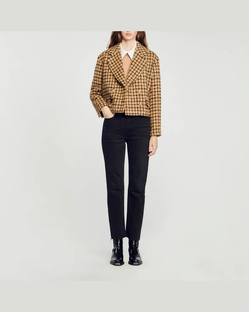 Sandro Tweed-Jacke Kamel