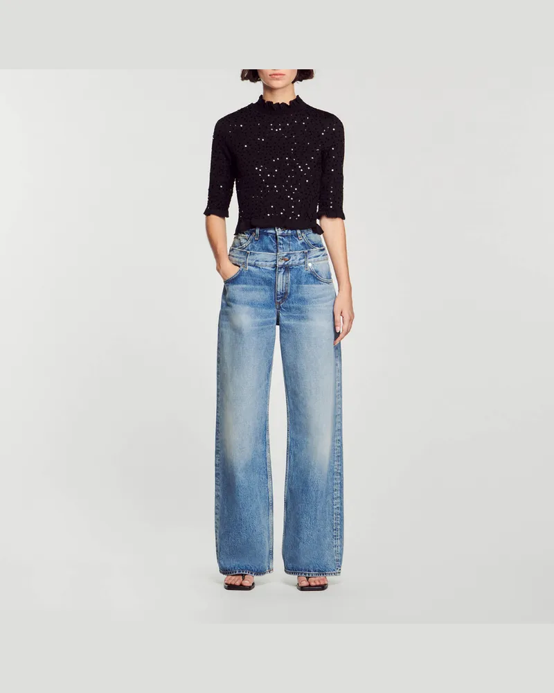 Sandro Top mit Pailletten Schwarz