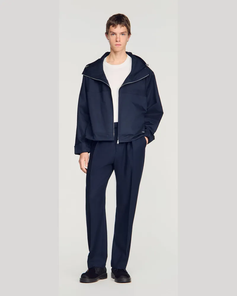 Sandro Blouson aus Baumwolle mit Kapuze Midnight