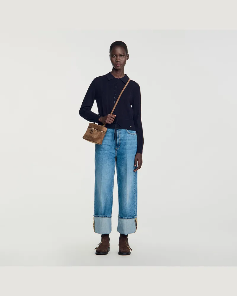 Sandro Cardigan aus Pointelle-Strick Marine