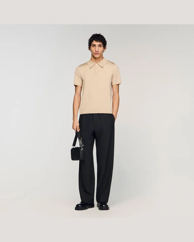 Sandro Strick-Poloshirt mit kurzen Ärmeln Avoine