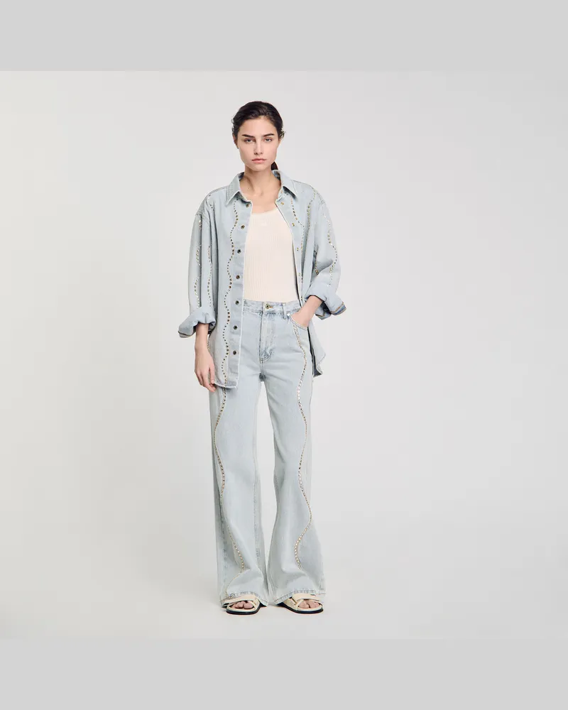 Sandro Jeans mit Strassstreifen Hell-jeansblau