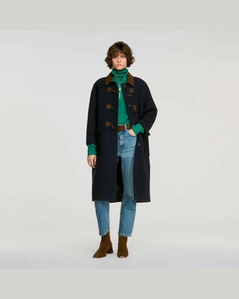 Sandro Dufflecoat aus Doubleface-Wolle Marine