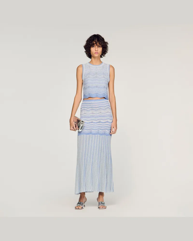 Sandro Kurzes Top mit Strickmuster Himmel-blau