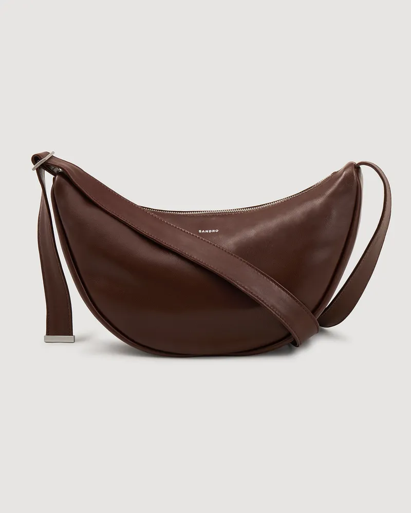 Sandro Kleine Hobo-Tasche aus Leder Cognac.