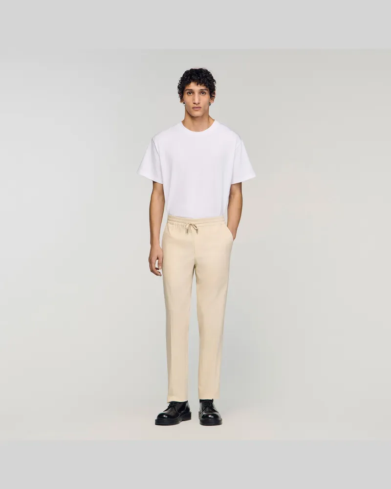 Sandro Elastische Hose mit geradem Schnitt Hellbeige