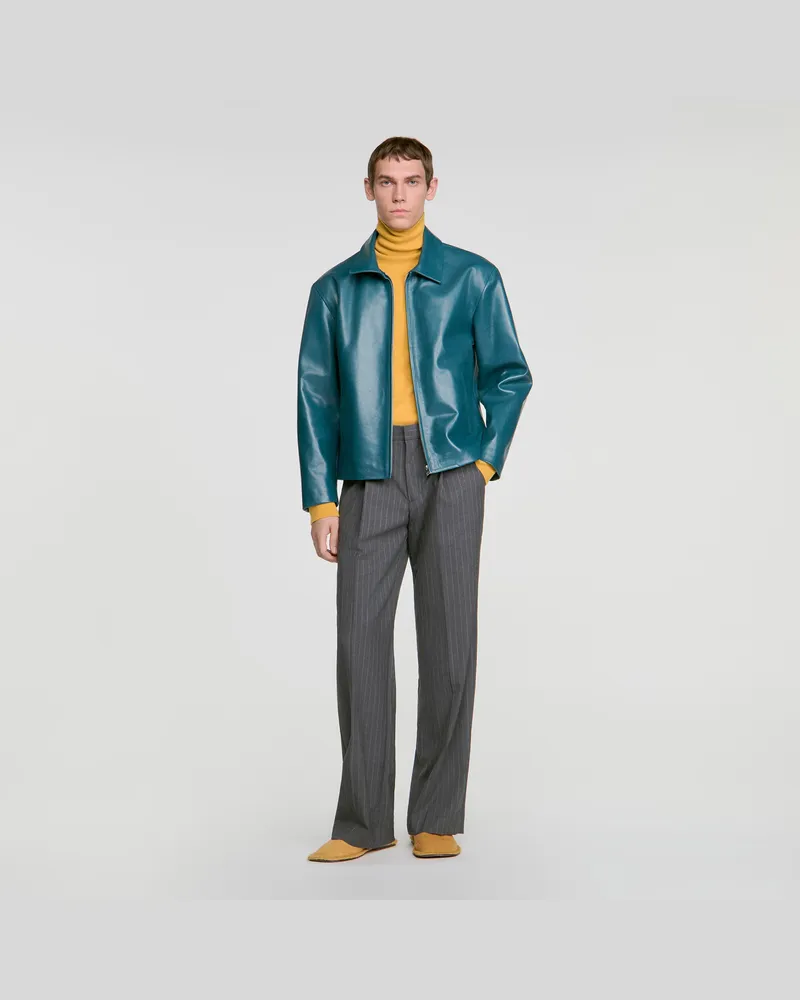 Sandro Lederjacke Bleu