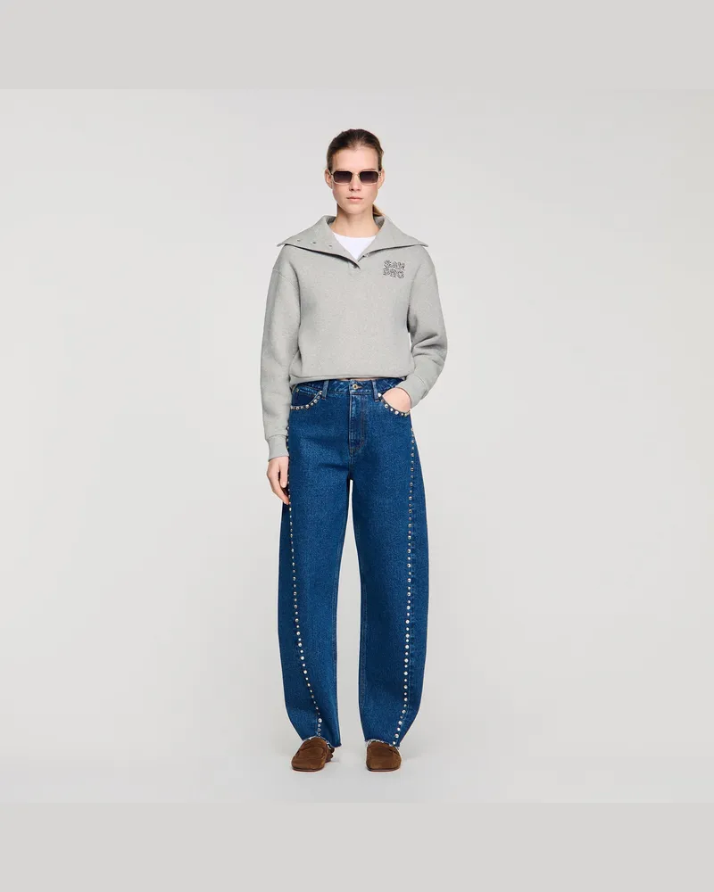 Sandro Barrel-Jeans mit Strassbesatz Jeansblau