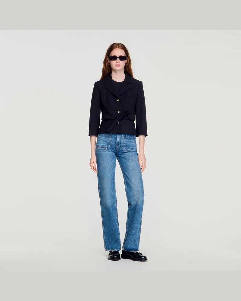 Sandro Kurzer taillierter Blazer Schwarz