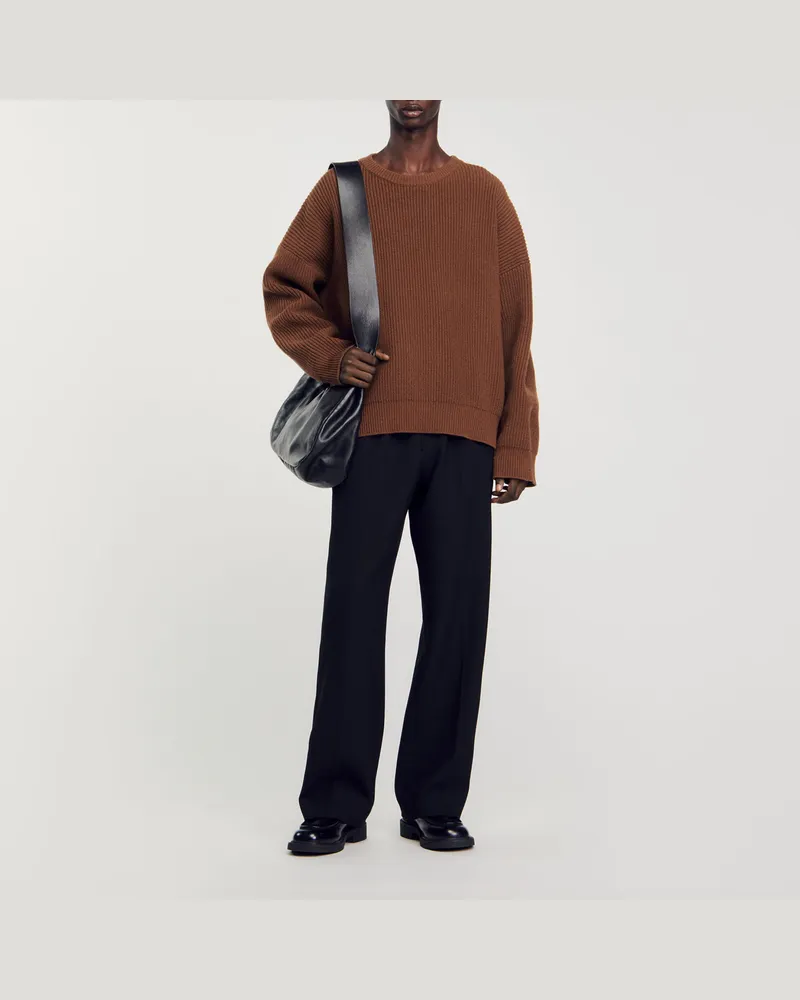 Sandro Rippstrickpullover Karamell
