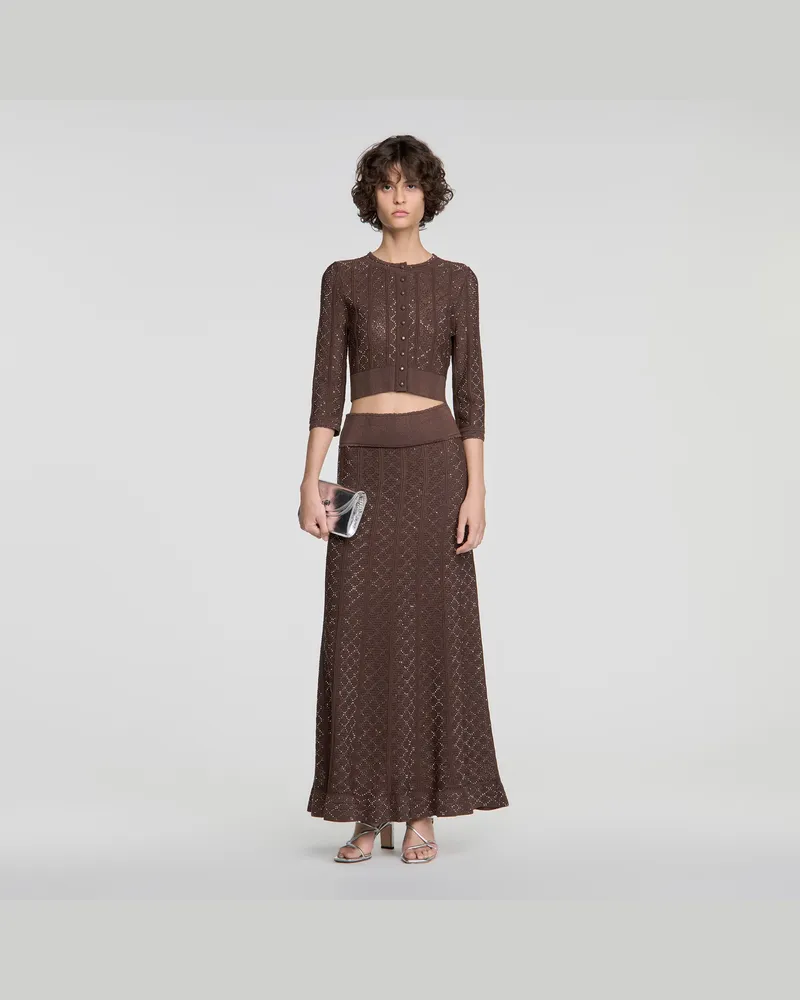 Sandro Kurzer Cardigan mit Strass Braun