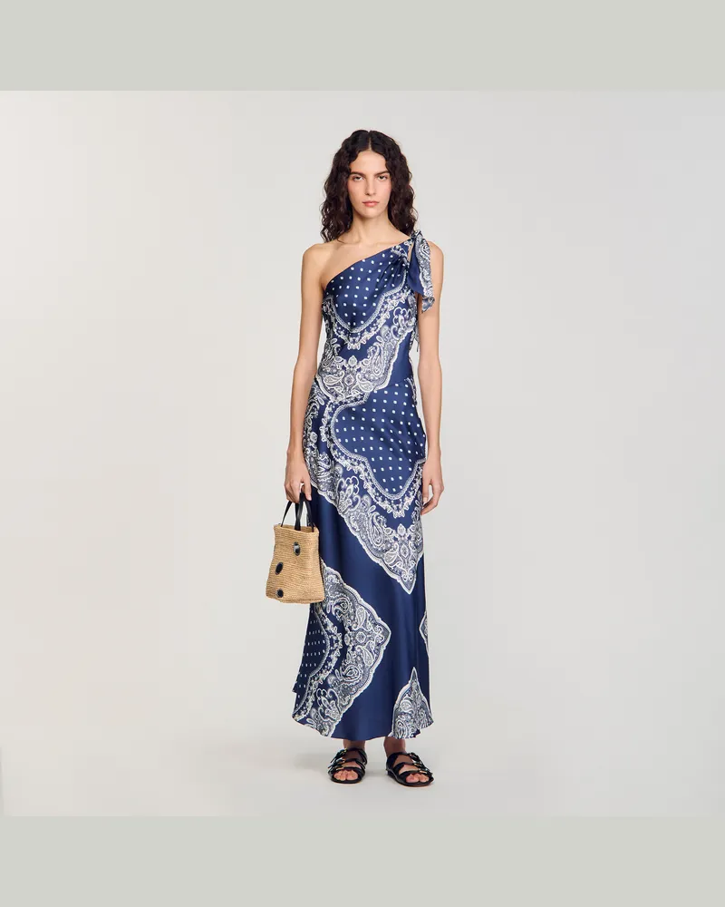 Sandro Langes Kleid mit Bandana-Muster Blau