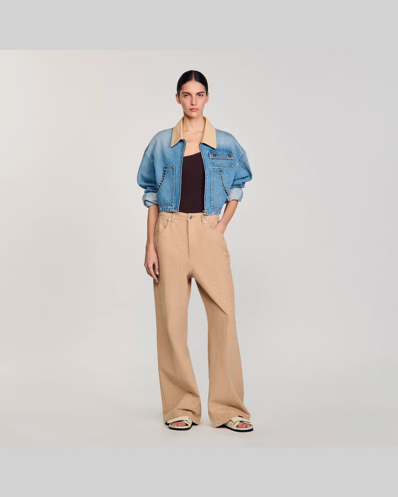 Sandro Jeansjacke mit Nieten Jeansblau