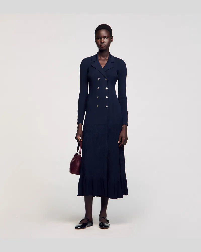Sandro Langes Strickkleid Marine