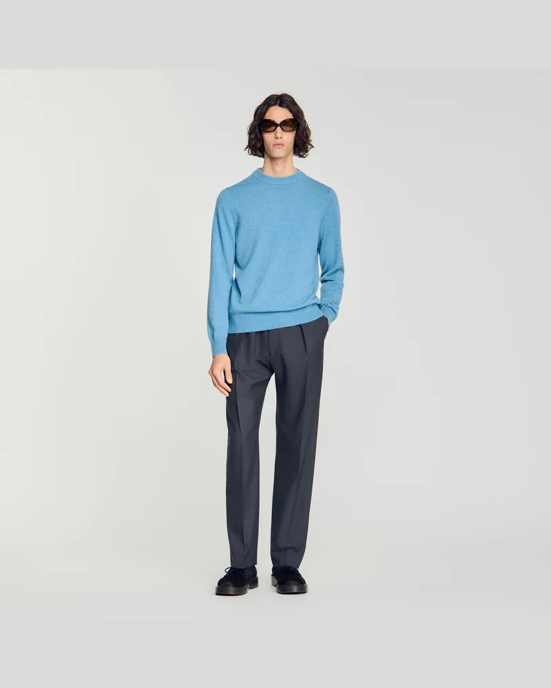 Sandro Kaschmirpullover mit Rundhals Chambray