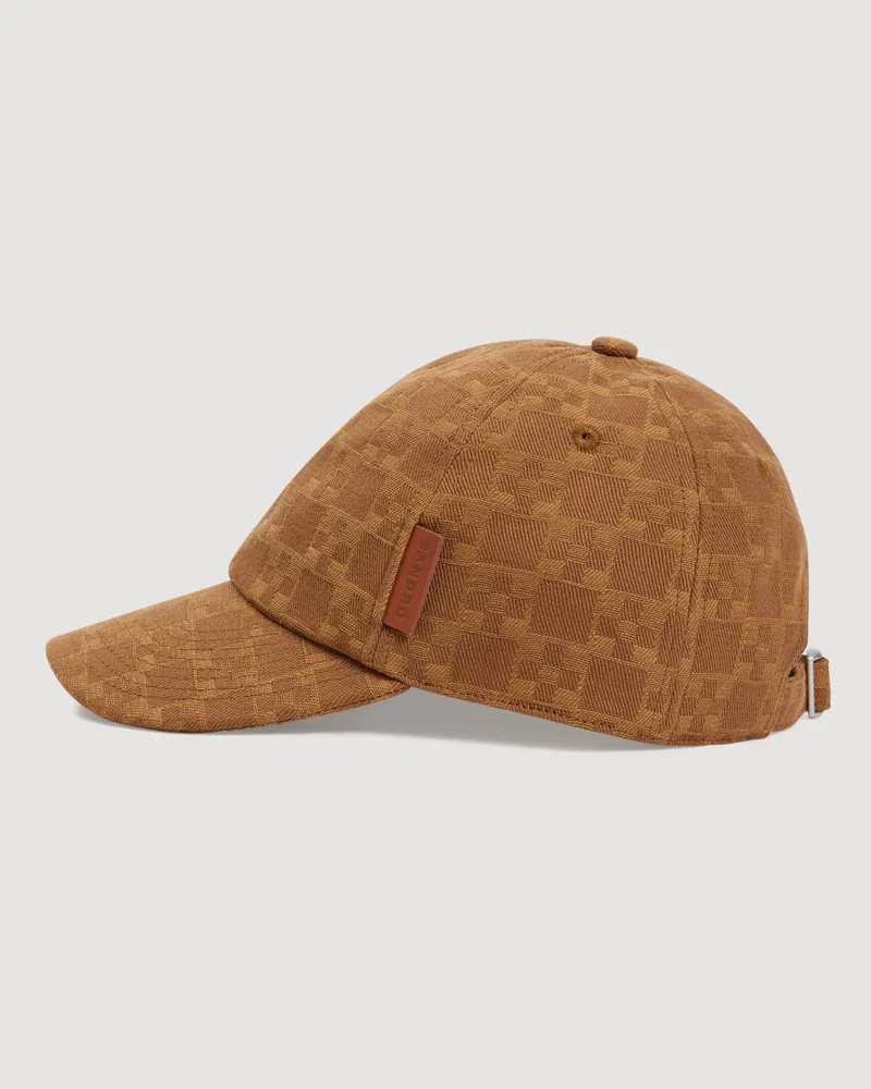 Sandro Denim-Kappe mit Kreuz-Muster Kamel