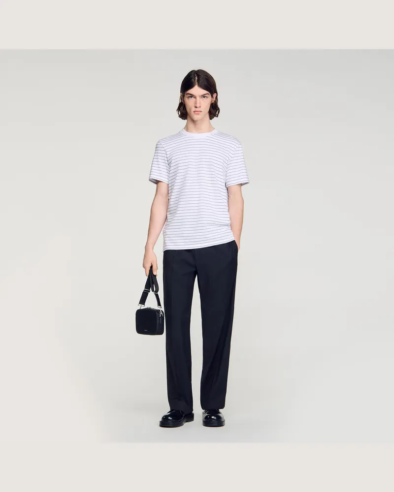 Sandro Gestreiftes T-Shirt Weiß