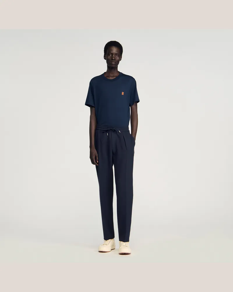 Sandro Gerade Hose mit Gummizug Marine