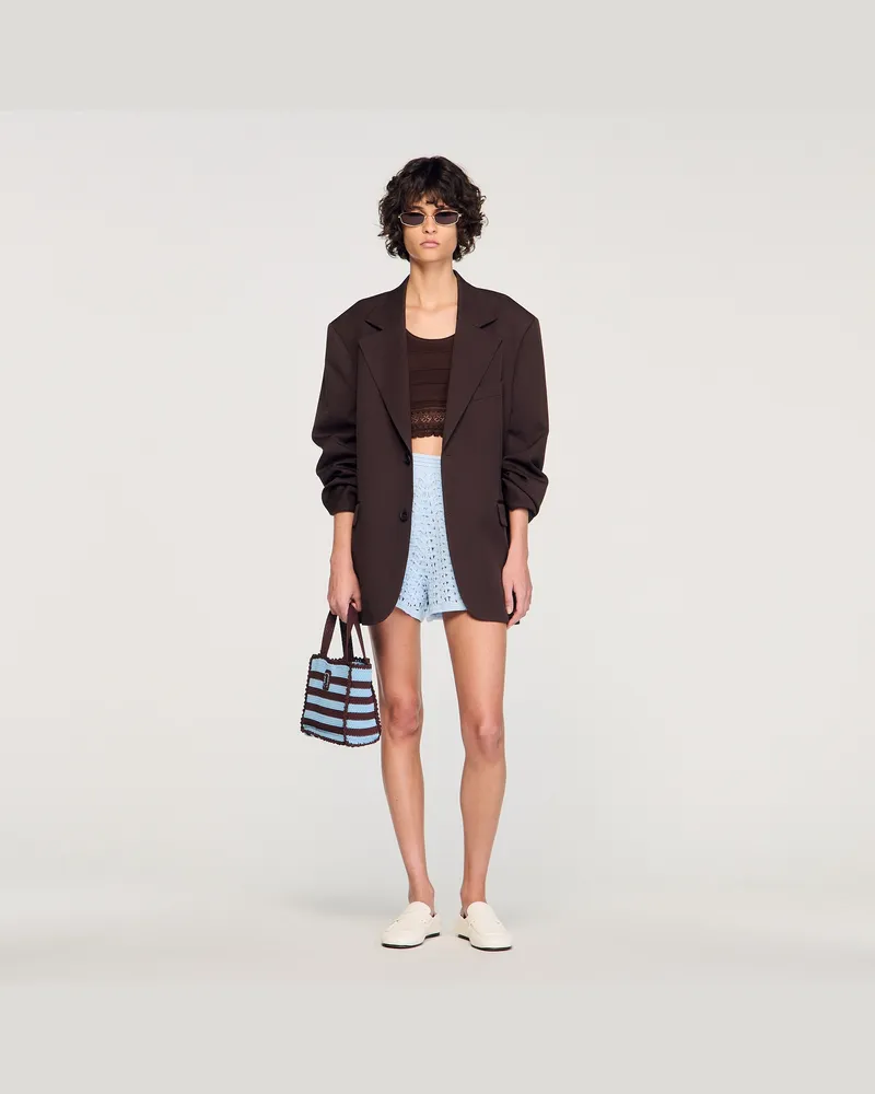 Sandro Oversize-Jacke aus Wolle Schokolade