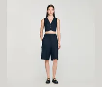 Gestreifte Bermudashorts mit Strass