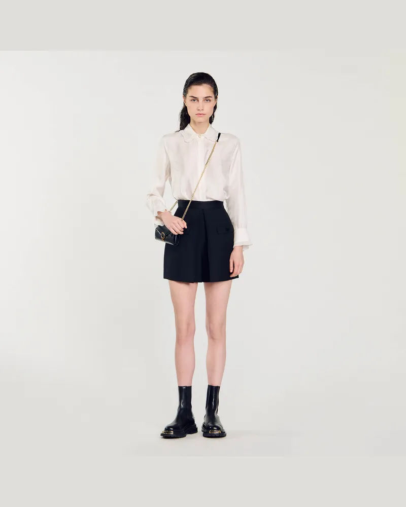 Sandro Shorts mit hohem Taillenbund und Knöpfen Schwarz